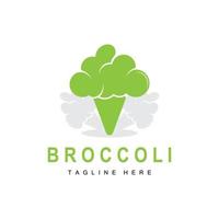 Brokkoli-Logo-Design, grüner Gemüsevektor, Brokkoli-Tapete, Gemüsesupermarkt-Illustrationsgarten-Produktmarke vektor