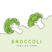 Brokkoli-Logo-Design, grüner Gemüsevektor, Brokkoli-Tapete, Gemüsesupermarkt-Illustrationsgarten-Produktmarke vektor