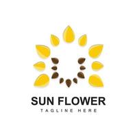 Sonnenblumen-Logo-Design, Zierpflanze, Gartenpflanze, Symbolvektor, Produktmarke des Unternehmens vektor