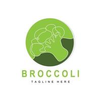 Brokkoli-Logo-Design, grüner Gemüsevektor, Brokkoli-Tapete, Gemüsesupermarkt-Illustrationsgarten-Produktmarke vektor