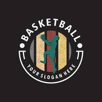 Basketball-Slam-Dunk-Flammen-Silhouette-Logo-Design vektor