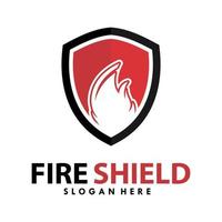 Feuerschild-Logo-Design-Vorlage vektor