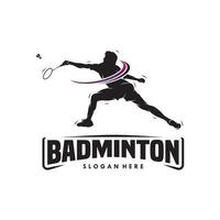 hoppa smash badminton silhuett logotyp design vektor