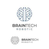intelligente technologie, gehirn verbinden logo design, roboter intelligentes gehirn einfache logo vorlage vektor