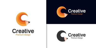 kreativ brev c penna logotyp design för illustration kreativ konst vektor design. smart författare vektor ikon symbol
