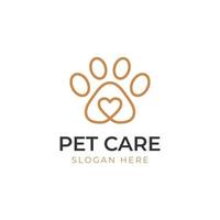 enkel logotyp element av sällskapsdjur vård med kärlek djur- fötter för veterinär logotyp ikon design vektor