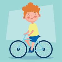 liten pojke ridning cykel vektor
