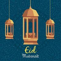 eid mubarak lampen dekorationen vektor