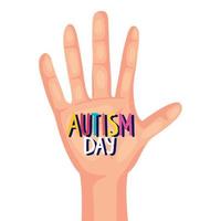 autism dag i öppen hand vektor