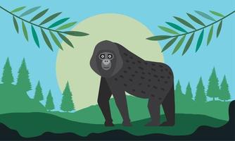 Gorilla-Affe in Landschaft vektor