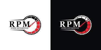 Geschwindigkeits-RPM-Logo-Design für die Automobilindustrie mit kreativem Konzept-Premium-Vektor vektor