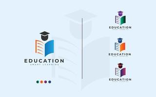 unik och kreativ utbildning logotyp design begrepp för bok, hatt vektor