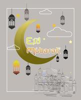 moschee, laterne, symbol ramadan kareem, eid mubarak vektorillustration.