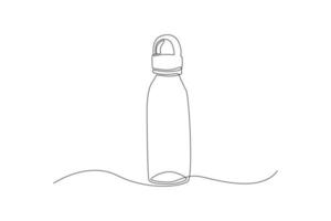 Single One Line Zeichnung wiederverwendbare umweltfreundliche Thermoflasche. Null-Abfall-Konzept. ununterbrochene Linie zeichnen grafische Vektorillustration des Designs. vektor