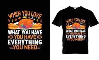 Erntedank-T-Shirt-Design, T-Shirt-Slogan und Bekleidungsdesign, Typografie, Druck, Erntedank-Vektor-Erntedank-Illustration vektor