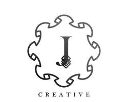 Luxus-Logo-Template-Design mit einer Kombination aus Quadraten im Alphabet j vektor