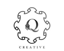 Luxus-Logo-Template-Design mit einer Kombination aus Quadraten im Alphabet q vektor