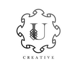 Luxus-Logo-Template-Design mit einer Kombination aus Quadraten im Alphabet u vektor