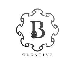 Luxus-Logo-Template-Design mit einer Kombination von Quadraten im Alphabet b vektor