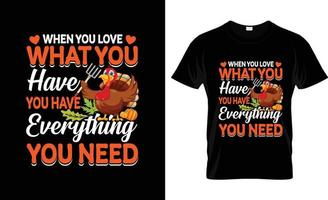 Erntedank-T-Shirt-Design, T-Shirt-Slogan und Bekleidungsdesign, Typografie, Druck, Erntedank-Vektor-Erntedank-Illustration vektor