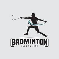 Jump Smash Badminton-Silhouette-Logo-Design vektor