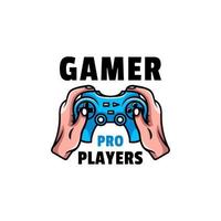 Pro-Spieler-eSport-Gaming-Logo-Design-Illustration. Pro-Gamer-Mann-Logo-Vorlage vektor