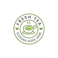 minimalistisches grünes Tee-Vektor-Logo-Element, Natur-frisches Getränk Bio-Kaffee-Tee-Logo, natürliches Kräutergetränk-Logo vektor