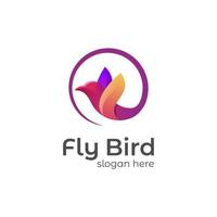 färgrik flyga fågel lutning logotyp, design begrepp kolibri, duva, colibri vektor djur- logotyp