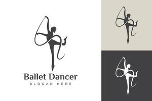 vektor balett dansare silhuett logotyp design isolerat på vit bakgrund. ung dans kvinna. skön ballerina värde de full höjd