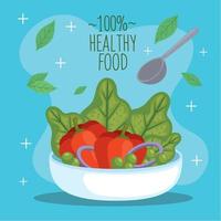 gesunde lebensmittelbeschriftung mit salat