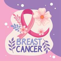 Brustkrebs-Schriftzug mit Blumen vektor