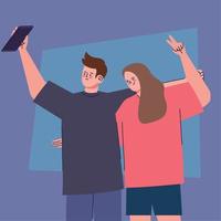 Paar nimmt Selfie vektor