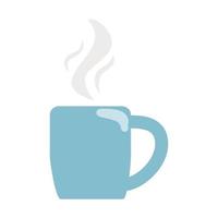 tasse mit heißem kaffee oder tee und dampf im flachen karikaturstil. vektorillustration von geschirr, becher. vektor