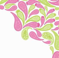 paisley rosa och grön vektorbakgrund, blommig abstrakt designmönster, indisk konstprydnad. vektor