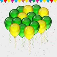 Geburtstagsfeier-Vektorhintergrund - bunte festliche Luftballons, Konfetti, Bänder, die für Feiern fliegen, Karte auf isoliertem weißem Hintergrund mit Platz für Ihren Text. vektor