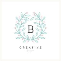 lyx blommig logotyp brev b för skönhet kosmetisk företag, bröllop inbjudan, boutique och Övrig företag vektor