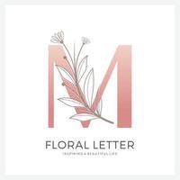 brev m blommig logotyp lämplig för kosmetisk skönhet och Övrig. vektor