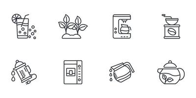 Tee-Coffee-Shop-Icons gesetzt. Tee-Coffee-Shop-Packsymbol-Vektorelemente für Infografik-Web vektor