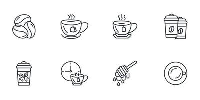 Tee-Coffee-Shop-Icons gesetzt. Tee-Coffee-Shop-Packsymbol-Vektorelemente für Infografik-Web vektor