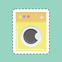 aufkleber linie geschnitten waschmaschine. im Zusammenhang mit dem Wäschesymbol. einfaches Design editierbar. einfache Illustration, gut für Drucke vektor