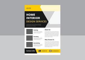 Flyer Innenarchitektur. immobilien-flyer-design, innenarchitektur-vorlage. Cover, Poster, A4-Format, Flyer-Design. vektor