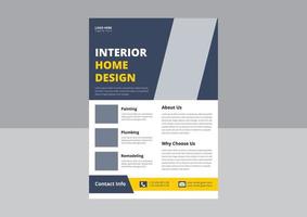 interiör design flygblad. verklig egendom flygblad design, Hem interiör design mall. omslag, affisch, a4 storlek, flygblad design. vektor