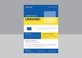 speichern sie die ukraine-unterstützungs-flyer-plakatvorlage für flyer, stoppen sie den krieg in der ukraine. Ukraine-Kriegsplakat. Vektor-Illustration vektor