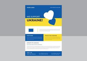 speichern sie die ukraine-unterstützungs-flyer-plakatvorlage für flyer, stoppen sie den krieg in der ukraine. Ukraine-Kriegsplakat. Vektor-Illustration vektor