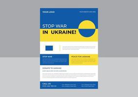 speichern sie die ukraine-unterstützungs-flyer-plakatvorlage für flyer, stoppen sie den krieg in der ukraine. Ukraine-Kriegsplakat. Vektor-Illustration vektor