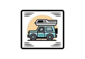 geländewagen auto camping illustration abzeichen design vektor