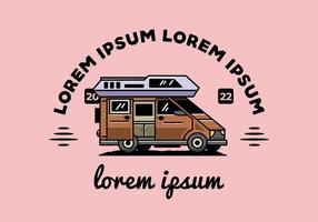 großer Lieferwagen mit Schiebetür für Camping-Illustrationsabzeichen-Design vektor