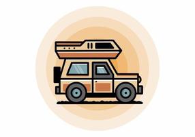 geländewagen auto camping illustration abzeichen design vektor