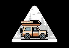 av väg fordon bil camping illustration bricka design vektor