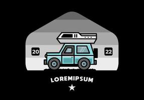 geländewagen auto camping illustration abzeichen design vektor